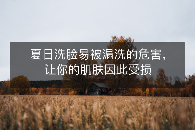 夏日洗脸易被漏洗的危害,让你的肌肤因此受损 夏日洗脸易被漏洗的危害,让你的肌肤因此受损